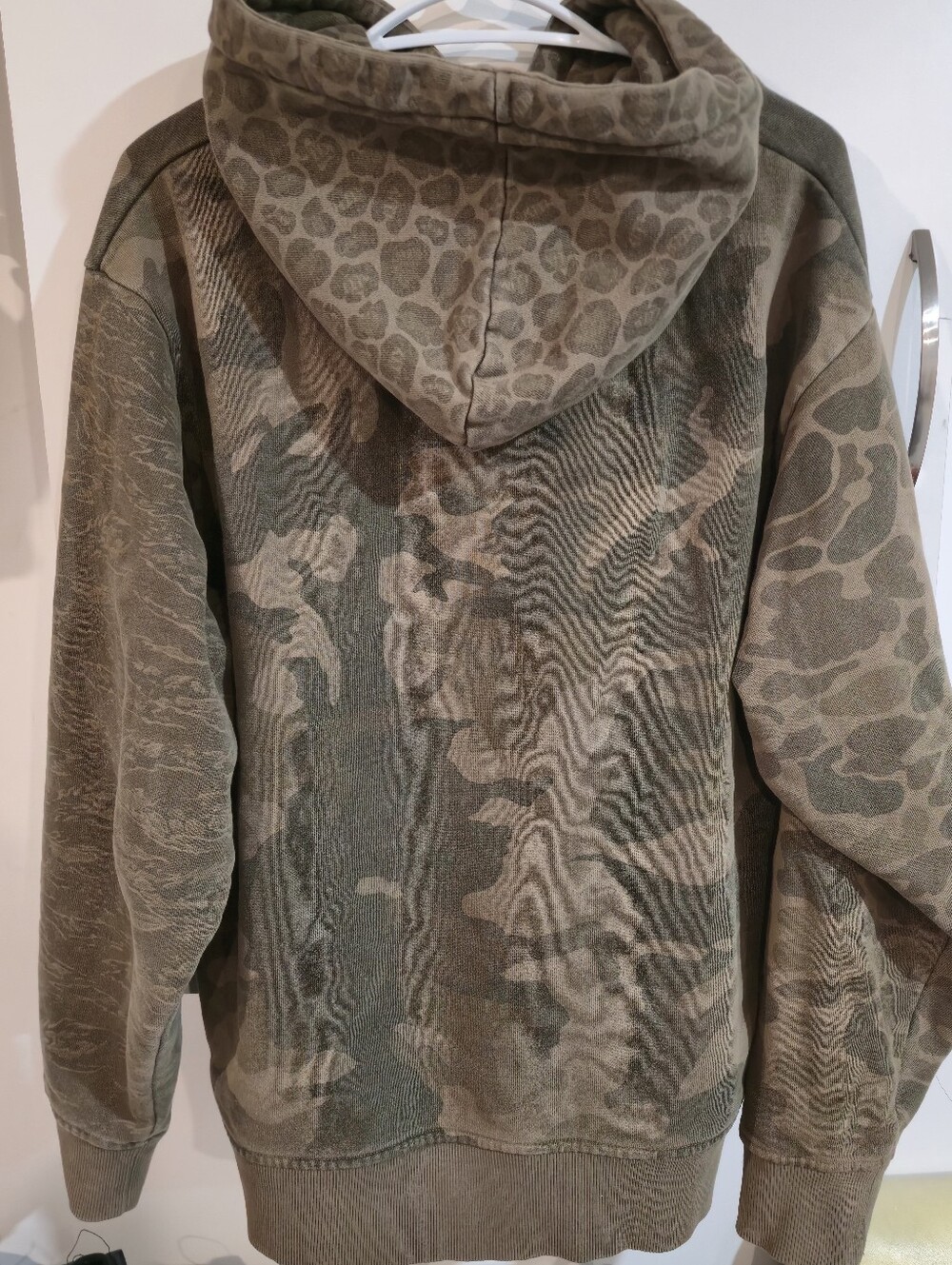 Authentic KITH Olive Camo Pullover Hoodie with Leopard Accent